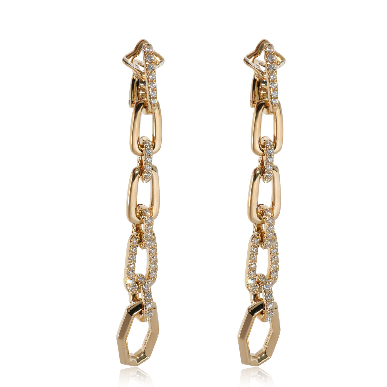 David Yurman Stax Chain Link Convertible Drop Earring in18k Yellow Gold