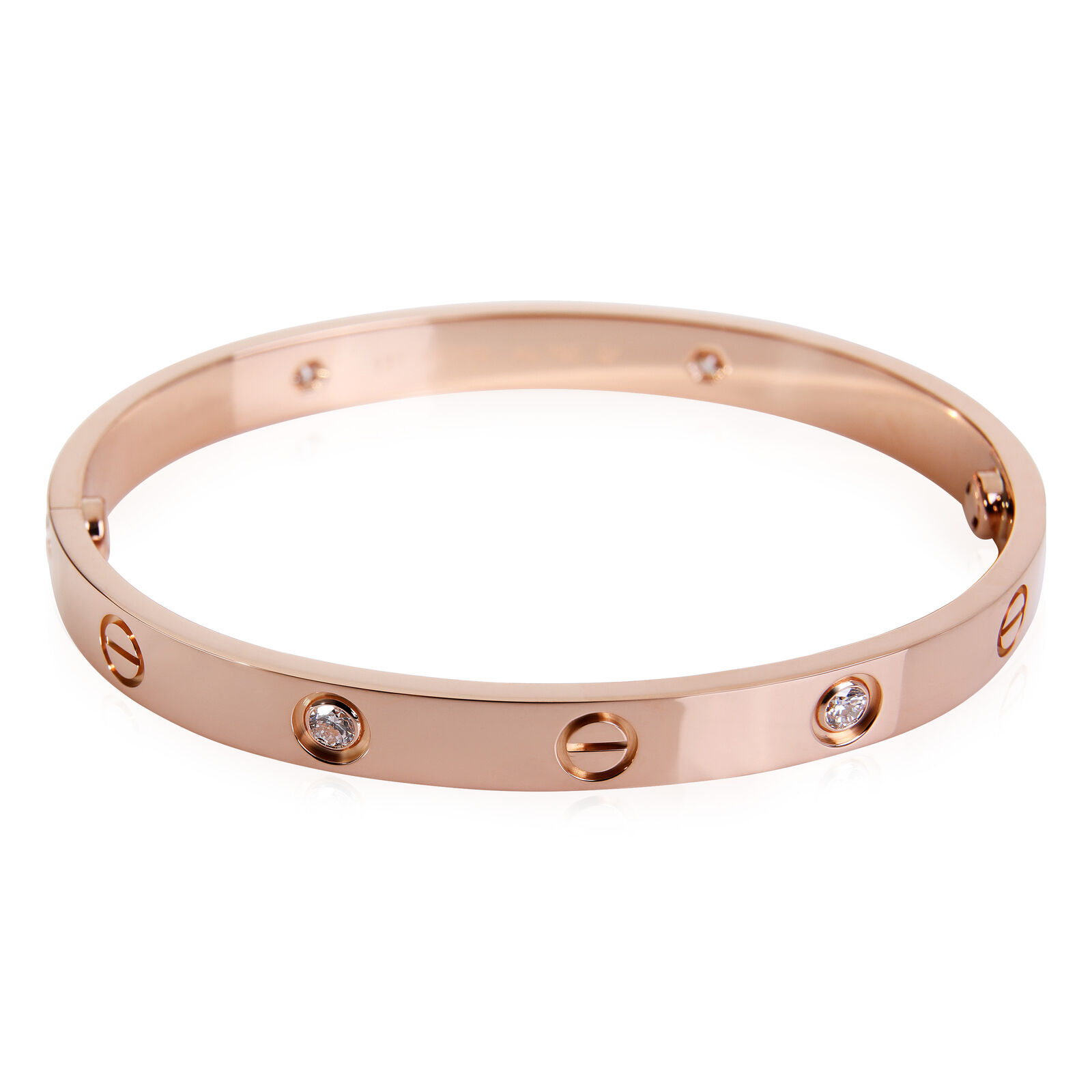 Cartier Love Diamond Bracelet in 18K Rose Gold (Size 17)