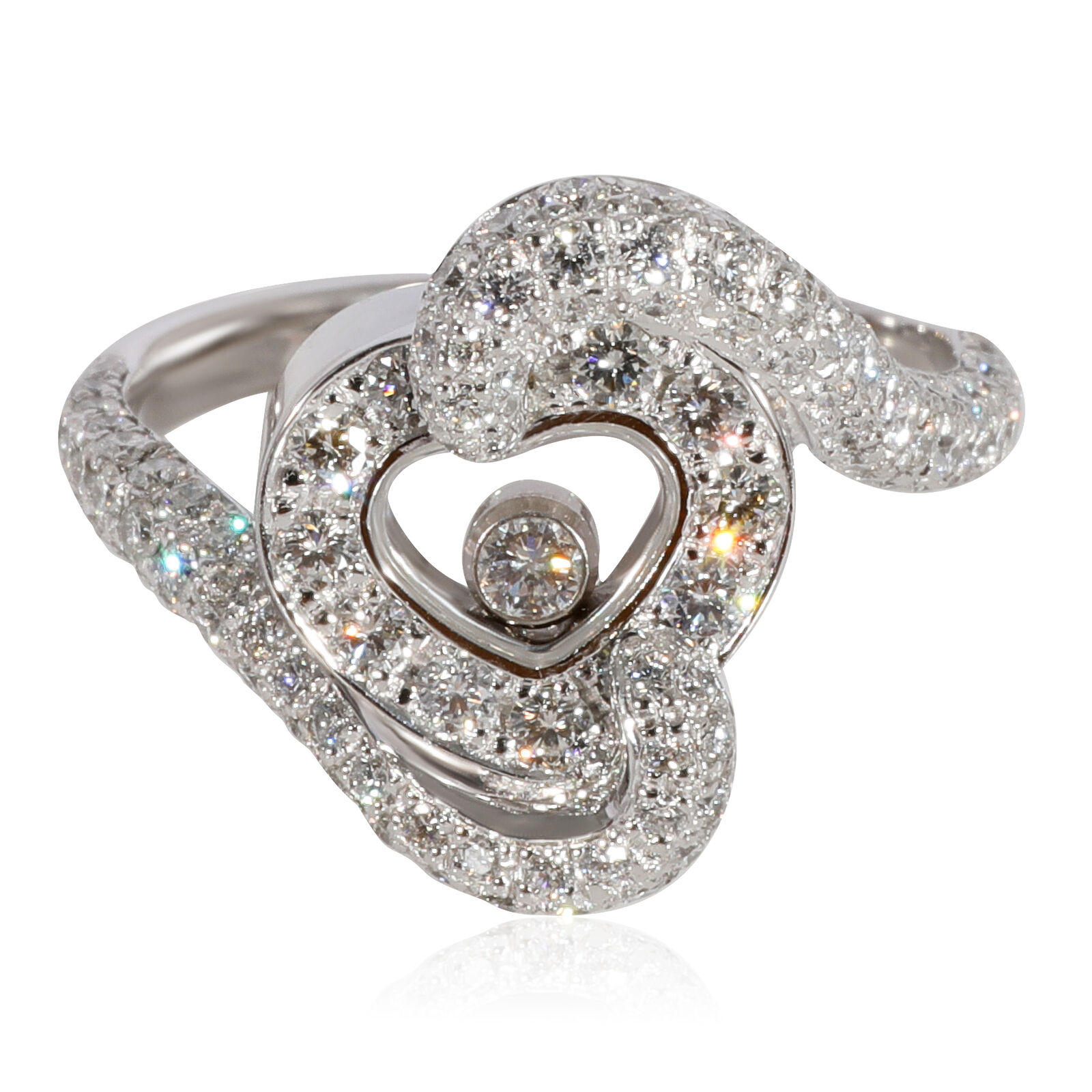 Chopard Happy Diamond Heart  Ring in 18k White Gold