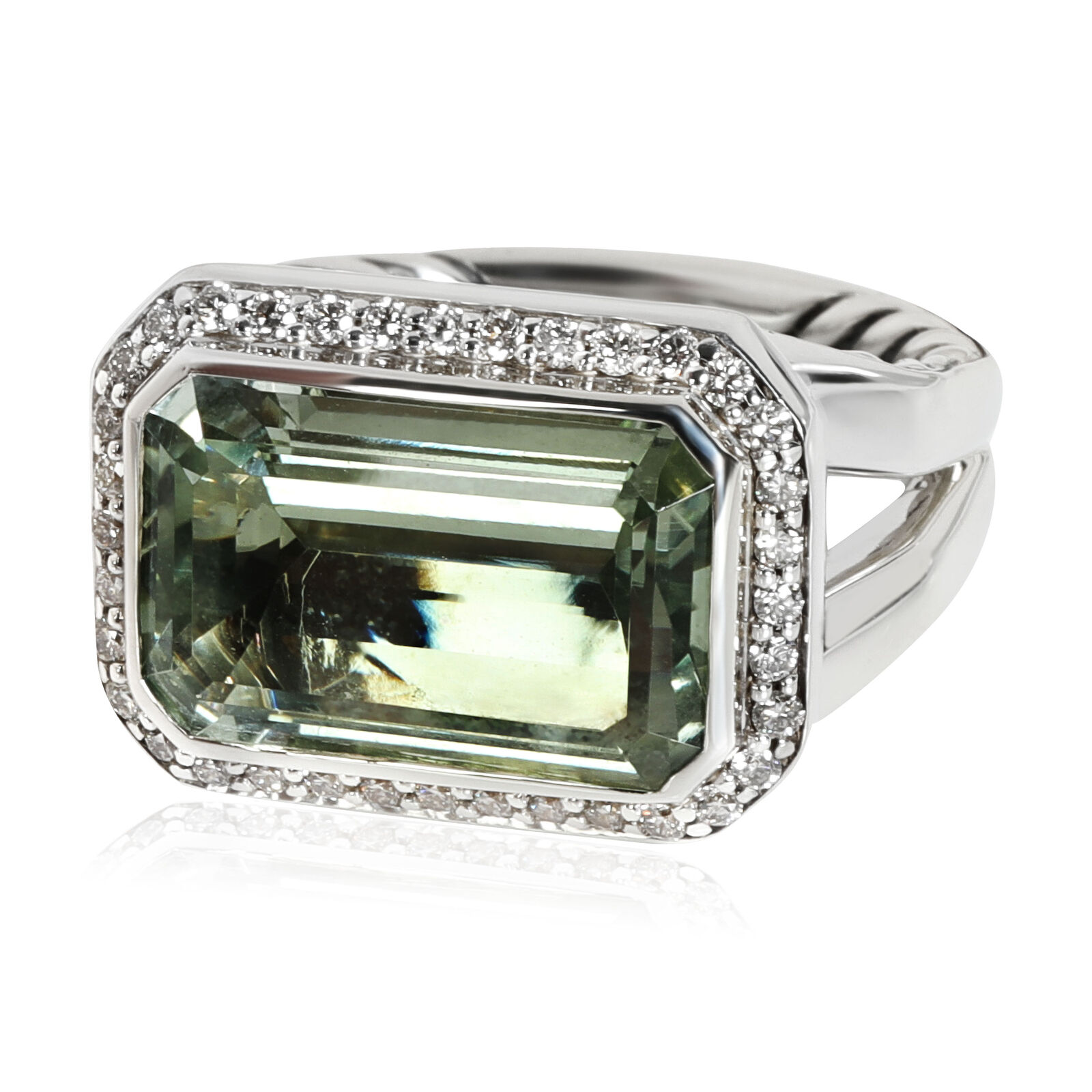 David Yurman Novella Prasiolite Diamond Ring in  Sterling Silver