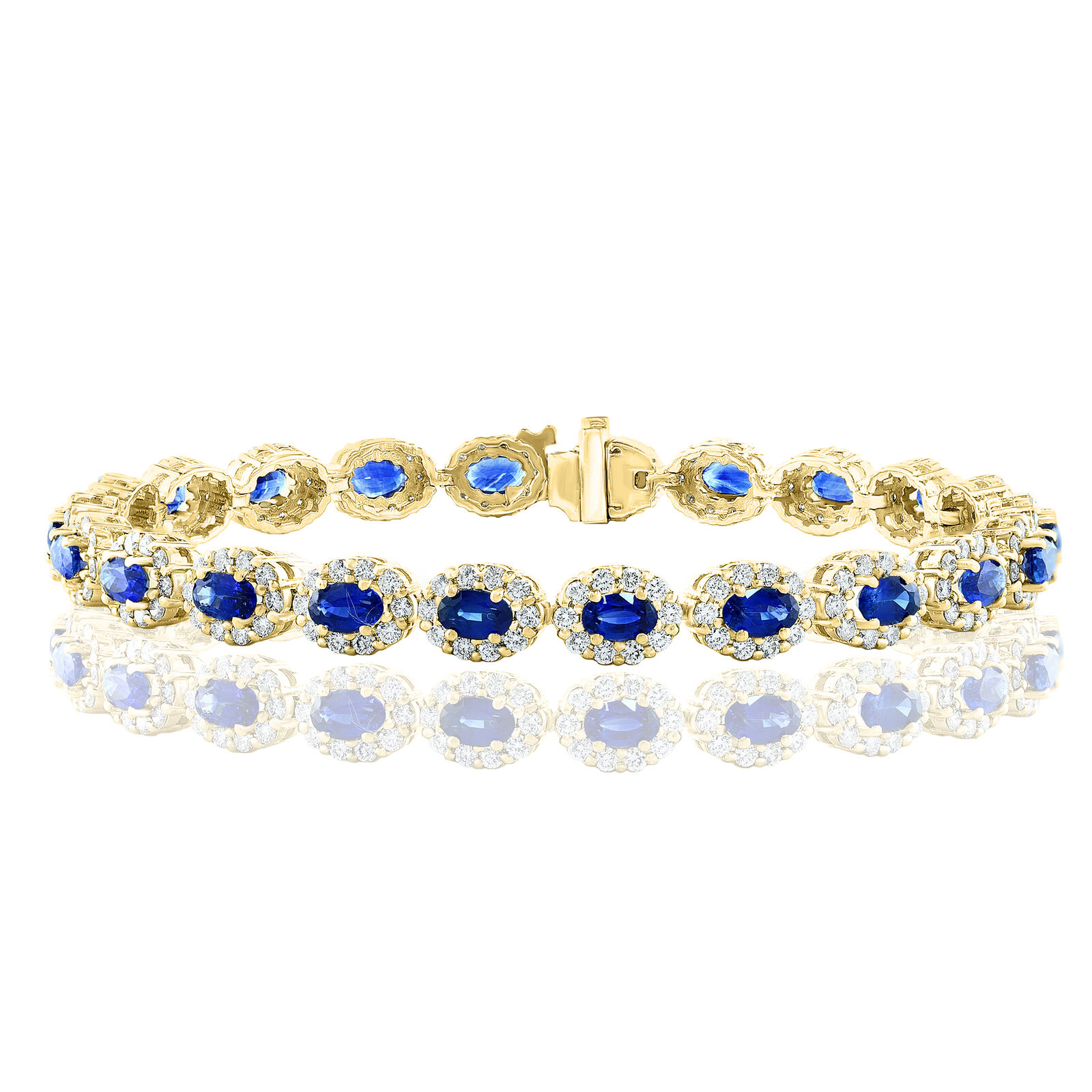 True Diamond  Sapphire Tennis Bracelet in 14K Yellow Gold