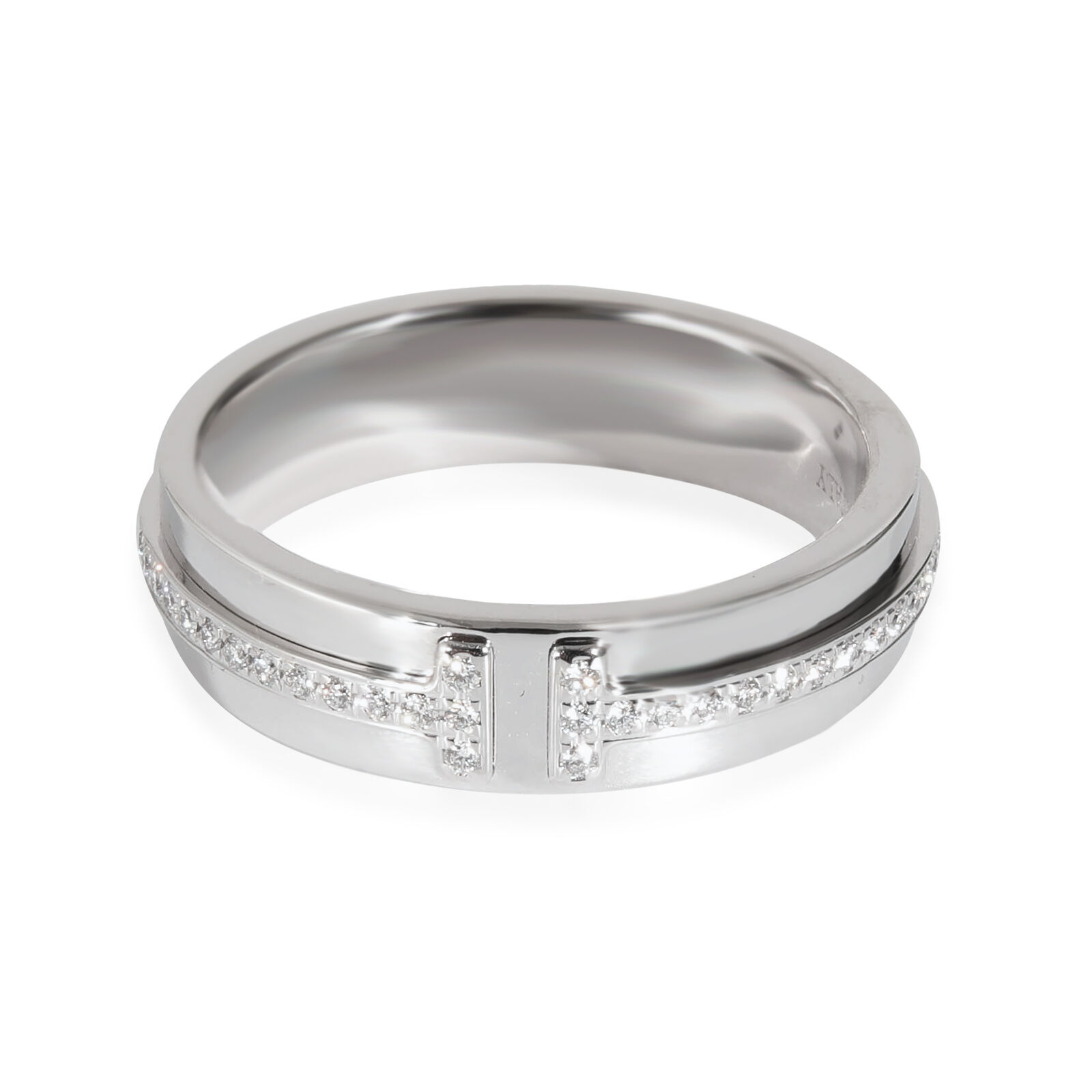 Tiffany  Co. Tiffany T Narrow Diamond Ring in 18k White Gold
