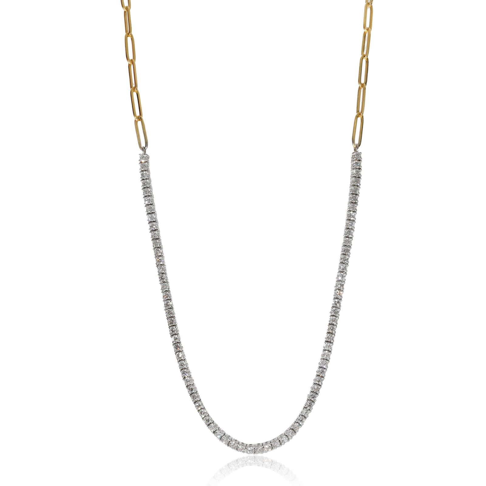 True Paper Chain  Tennis Necklace in 14K Two Tone Gold