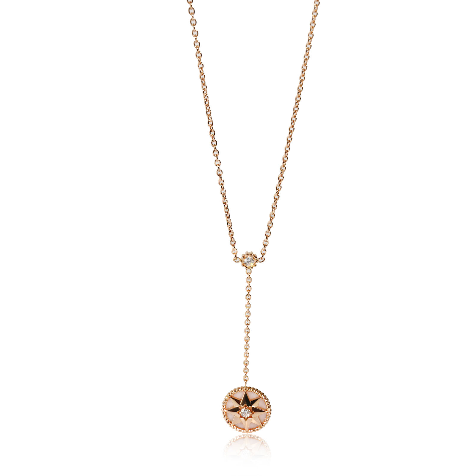 Dior Rose De Vents Lariat Pendant With Mother Of Pearl  Diamond 0.10 CTW