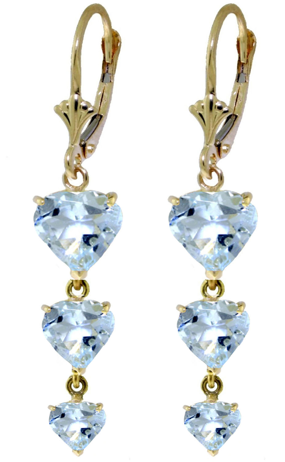 6 CTW 14K Solid Gold Heartthrob Aquamarine Earrings