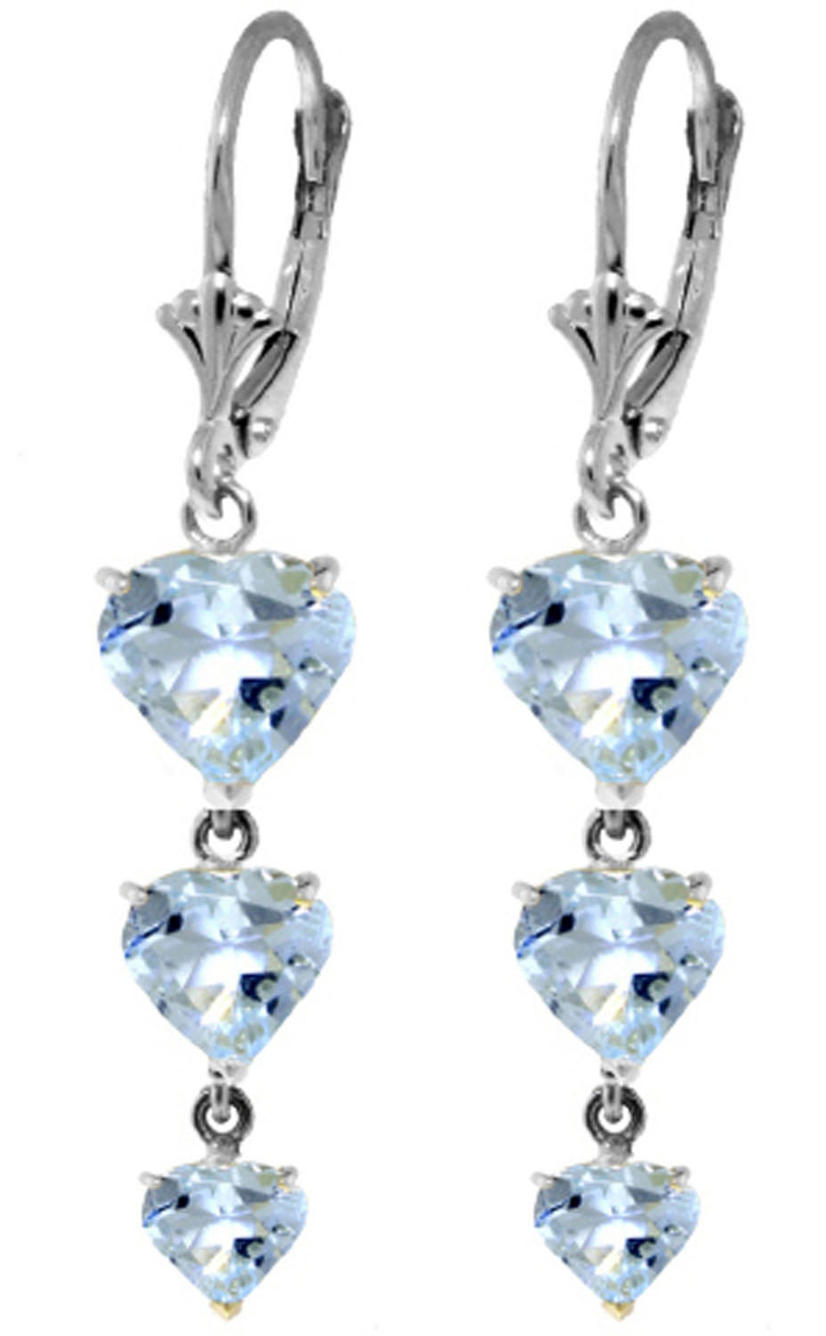6 CTW 14K Solid White Gold Vanilla Hope Aquamarine Earrings