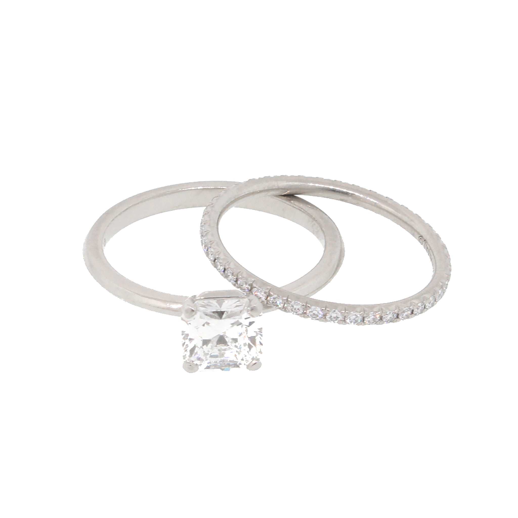 Tiffany and Co. TRUE Diamond Engagement Platinum Ring and Matching Wedding Band