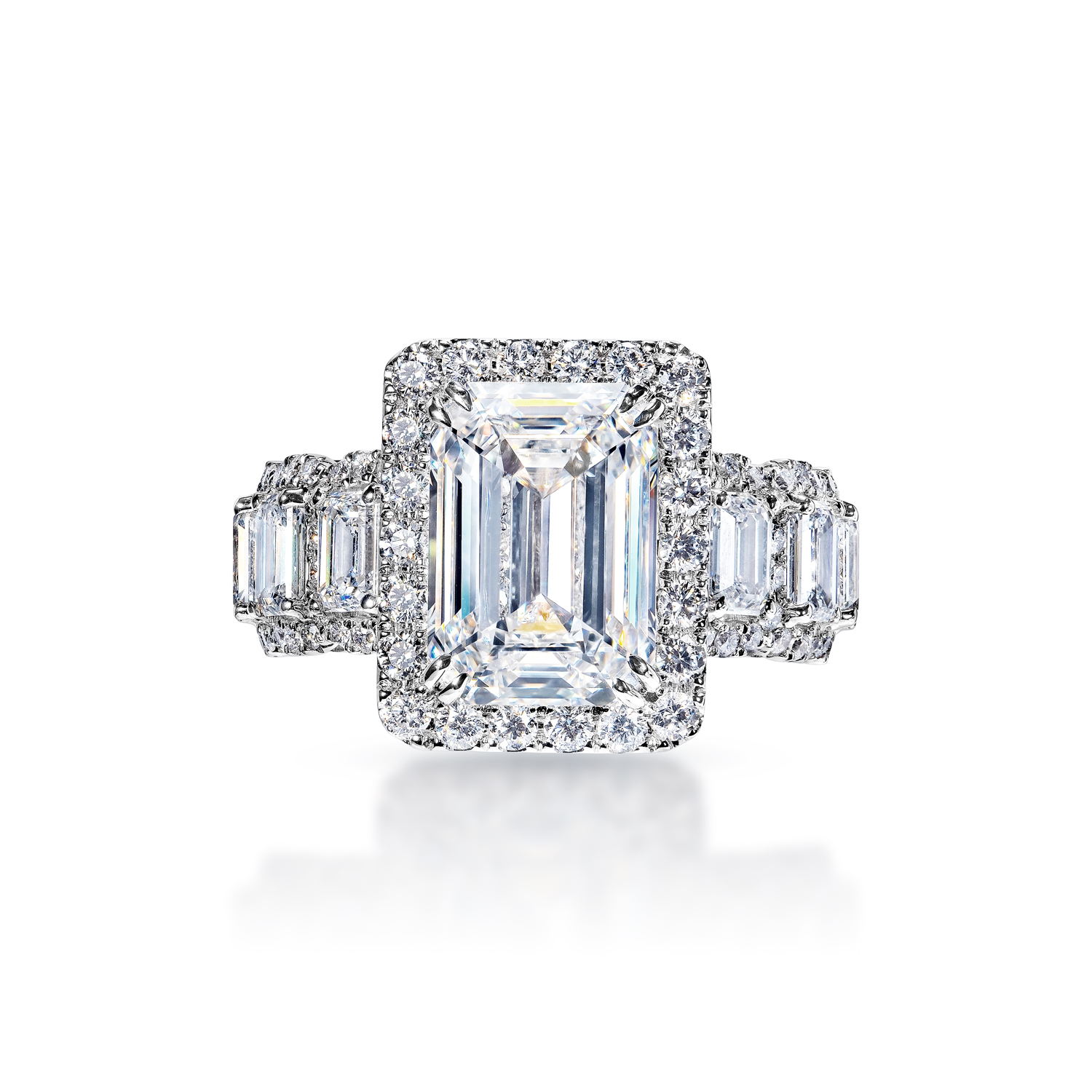 Allison   Carat  Emerald Cut Diamond Engagement Ring in 18k White Gold