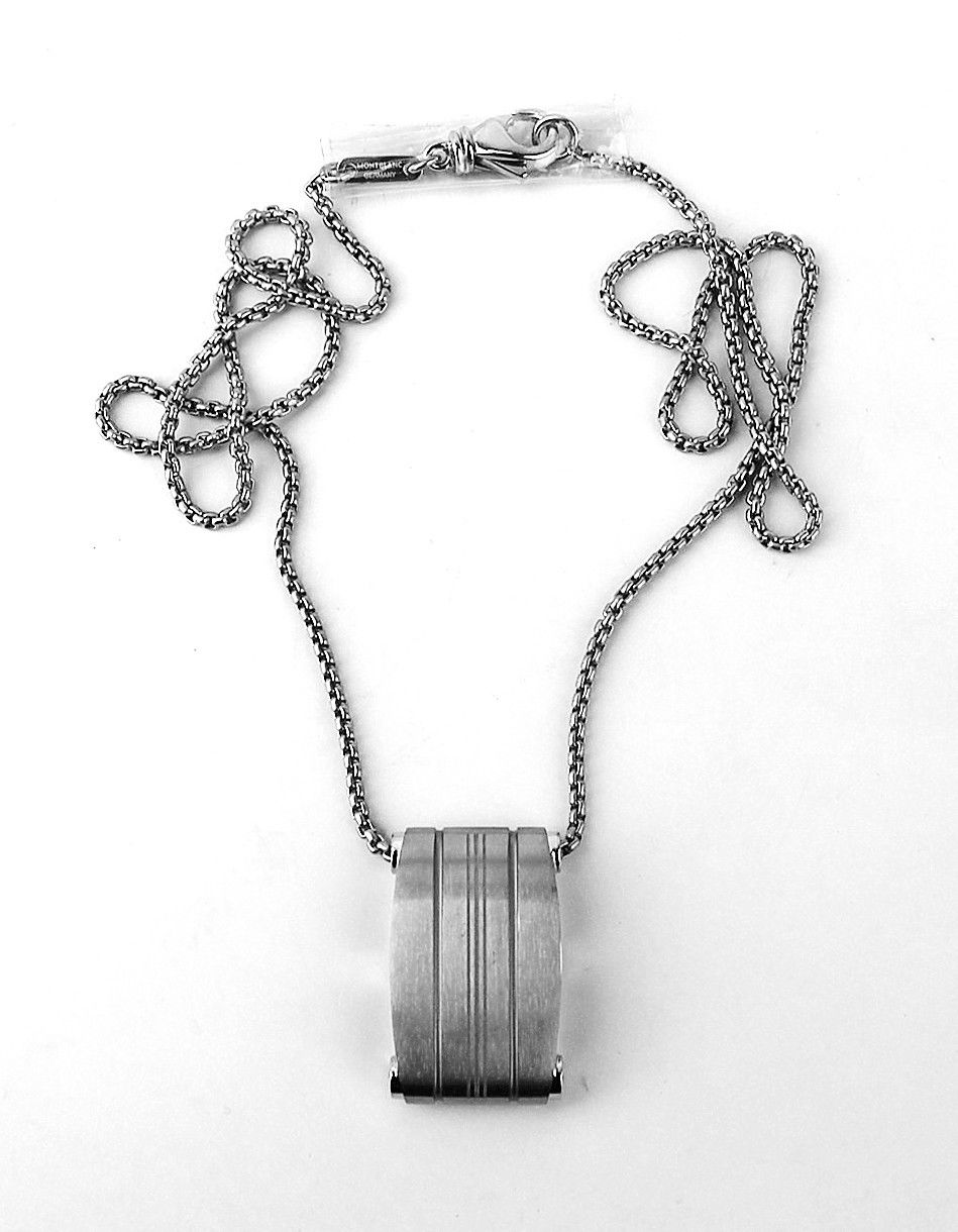 MONTBLANC UW STAINLESS STEEL  TITANIUM RECTANGULAR NECKLACE 107905 NEW GERMANY