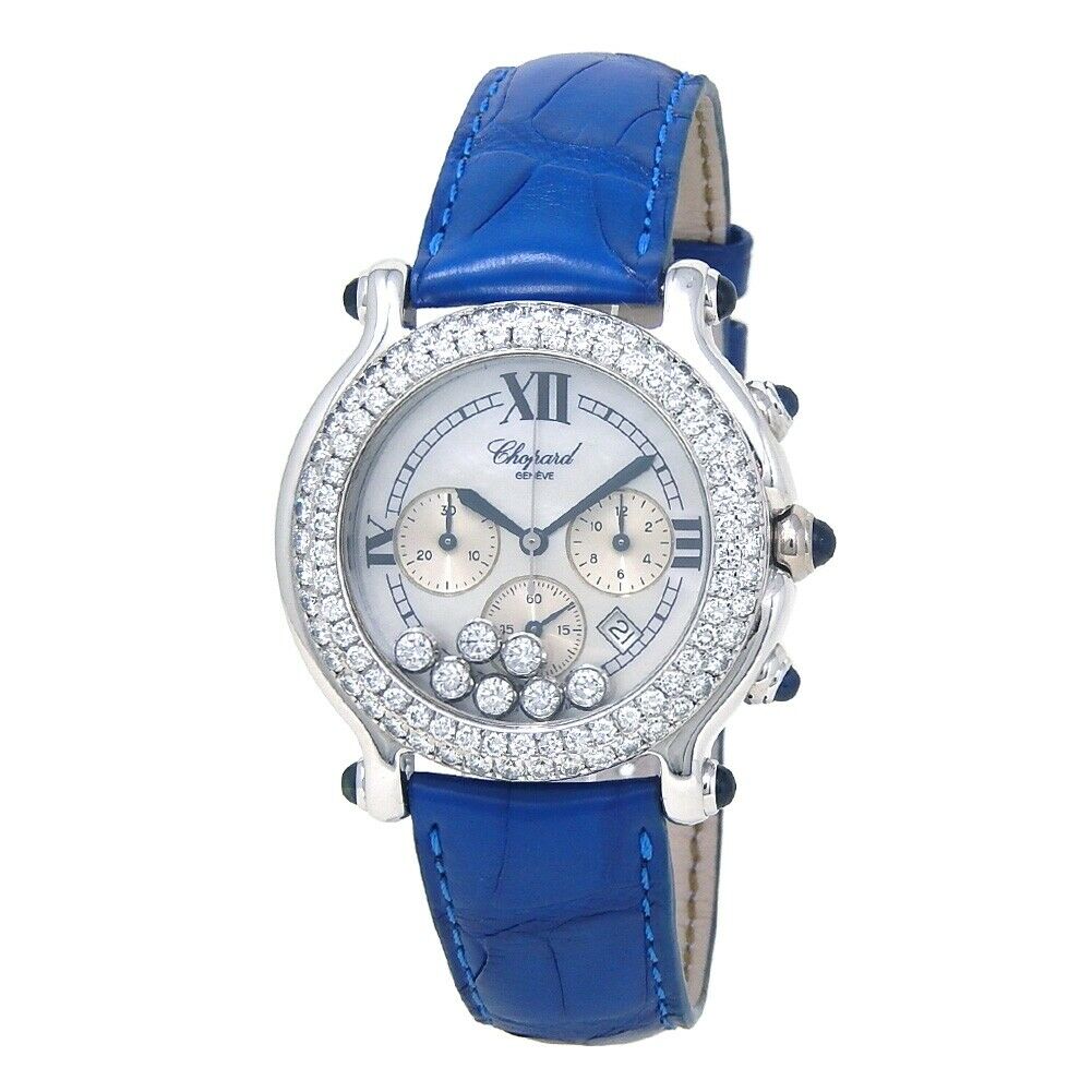 Chopard Happy Sport Round 18k White Gold Quartz Ladies Watch 