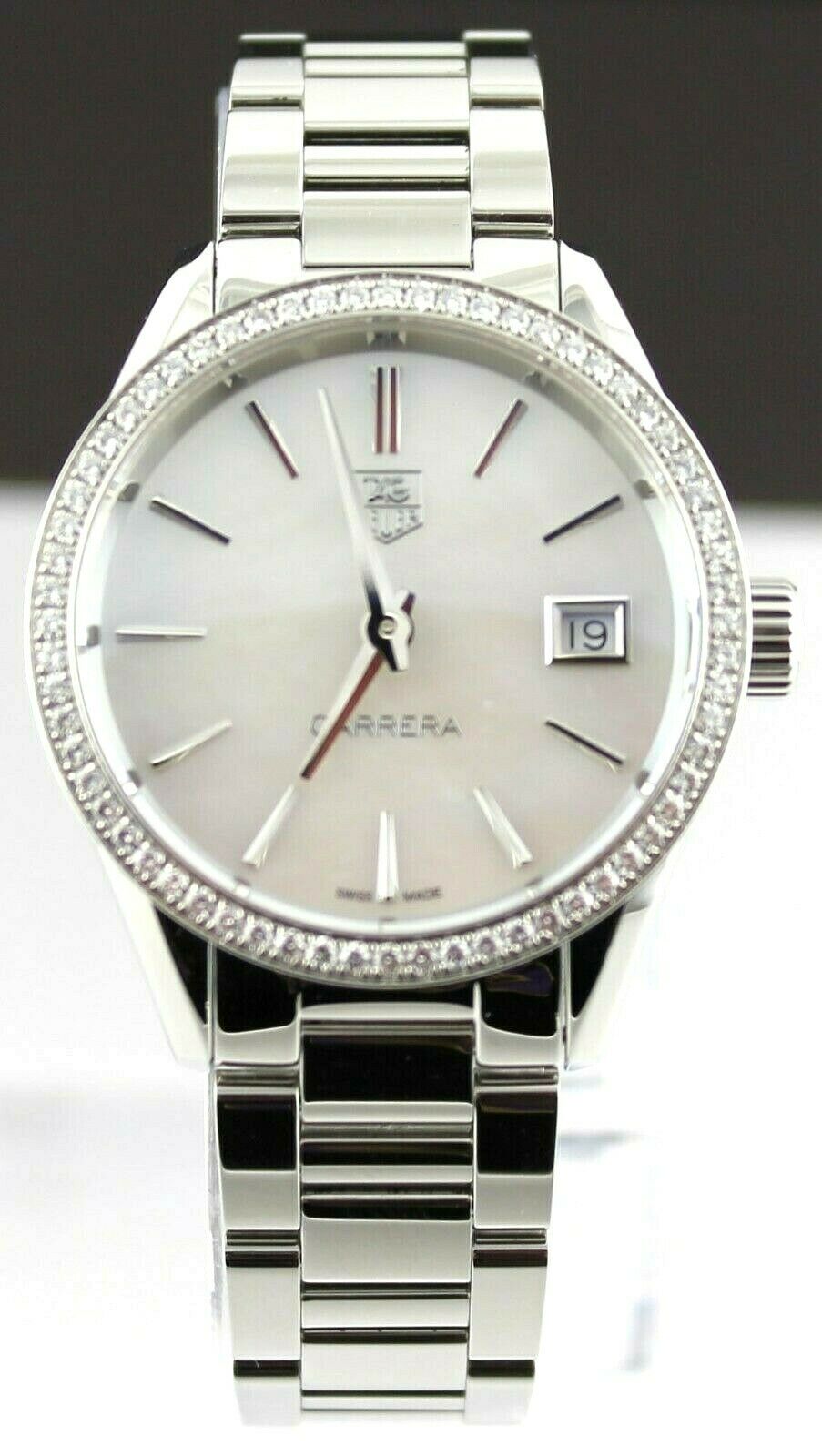 TAG HEUER LADIES CARRERA WAR1315.BA0778 DIAMOND MOTHER OF PEARL LUXURY WATCH
