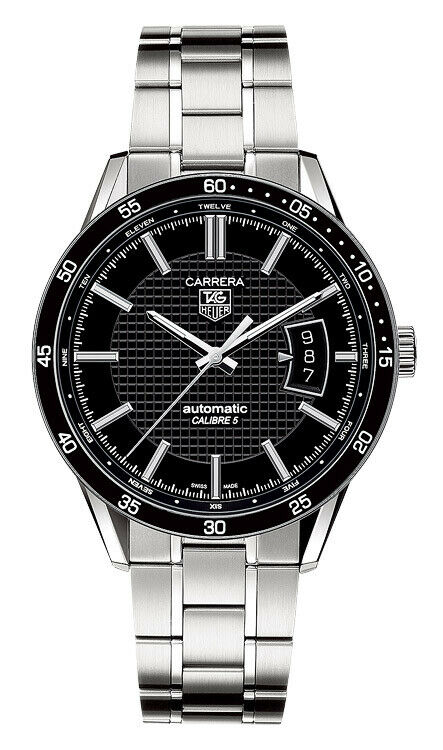 TAG HEUER CARRERA WV211N.BA0787 MEN'S AUTOMATIC BLACK STEEL LUXURY DATE WATCH 