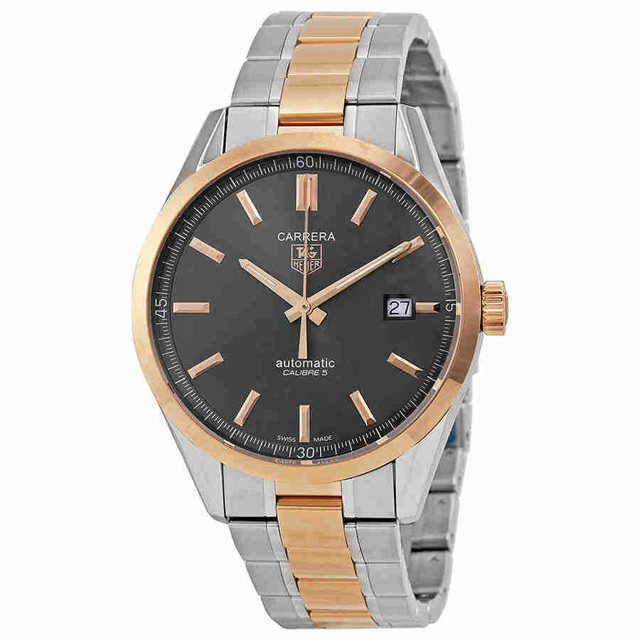TAG HEUER CARRERA WV215F.BD0735 AUTOMATIC 18K ROSE GOLD MENS LUXURY GRAY WATCH 