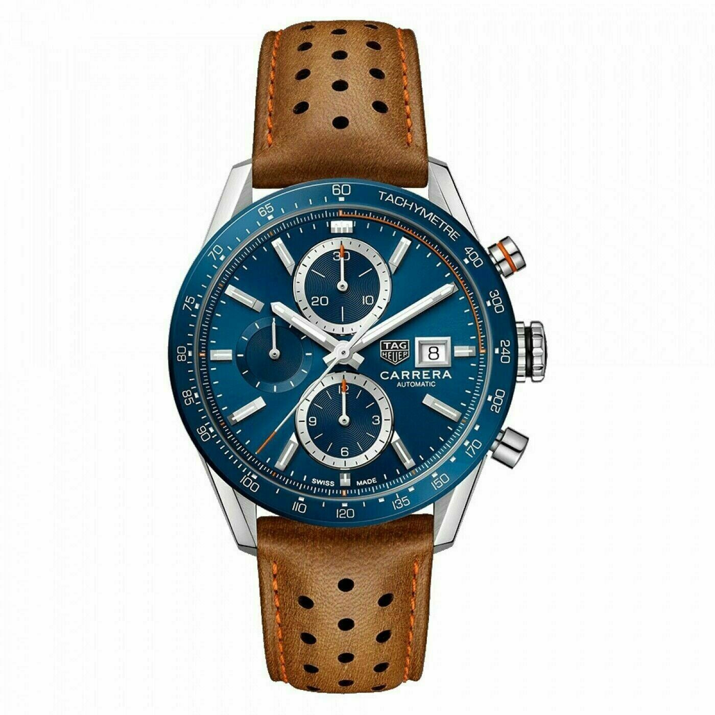 TAG HEUER CARRERA CBM2112.FC6455 AUTOMATIC CHORNOGRAPH CERAMIC LEATHER MEN WATCH