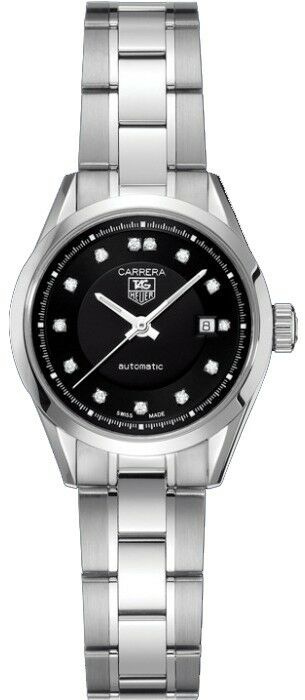 TAG HEUER LADIES CARRERA WV2410.BA0793 AUTOMATIC DIAMOND BLACK SWISS STEEL WATCH