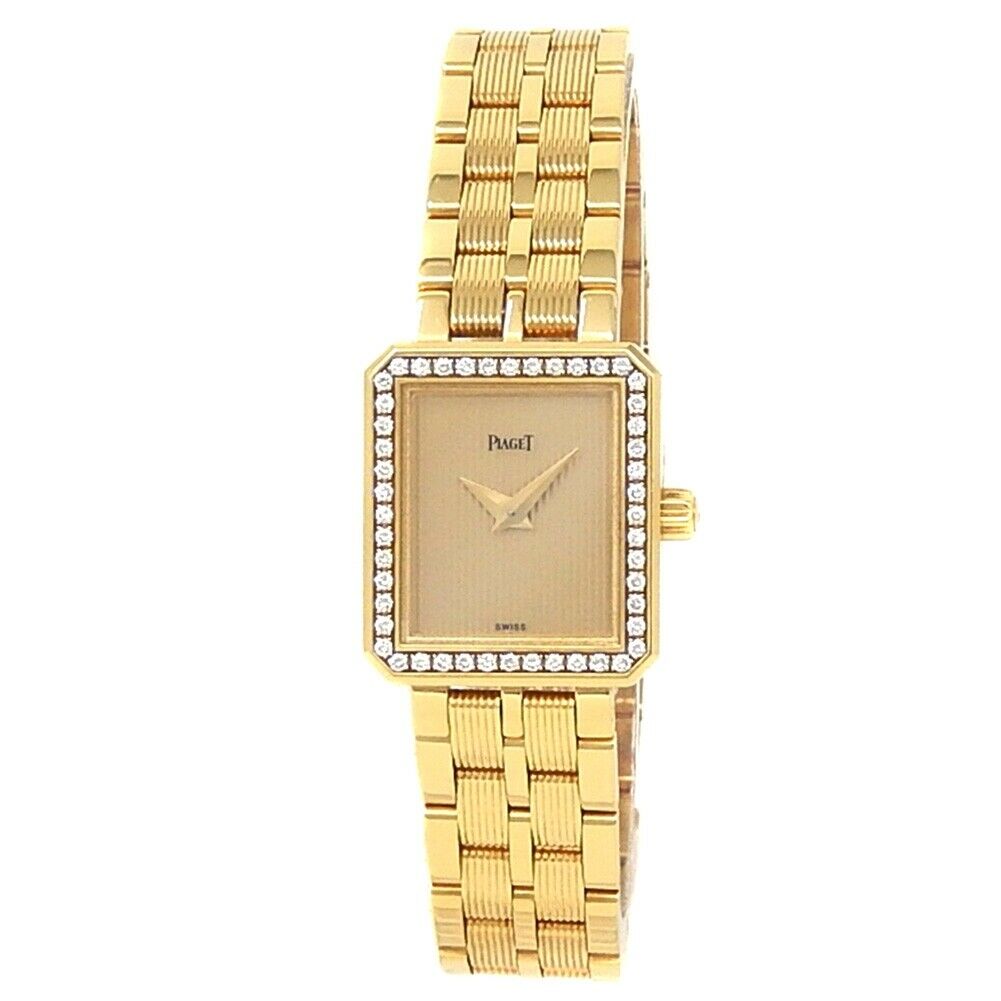 Piaget Protocole 18k Yellow Gold Quartz Diamonds Champagne Watch