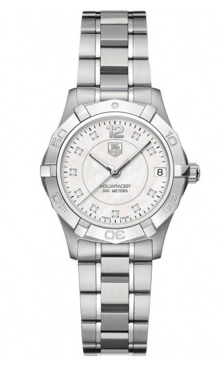 TAG HEUER AQUARACER WAF1312.BA0817 DIAMOND ACCENTED PEARL MIDSIZE LADIES WATCH