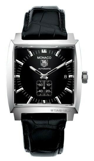 TAG HEUER MONACO WW2110.FC6177 AUTOMATIC BLACK LEATHER MENS LUXURY WATCH 