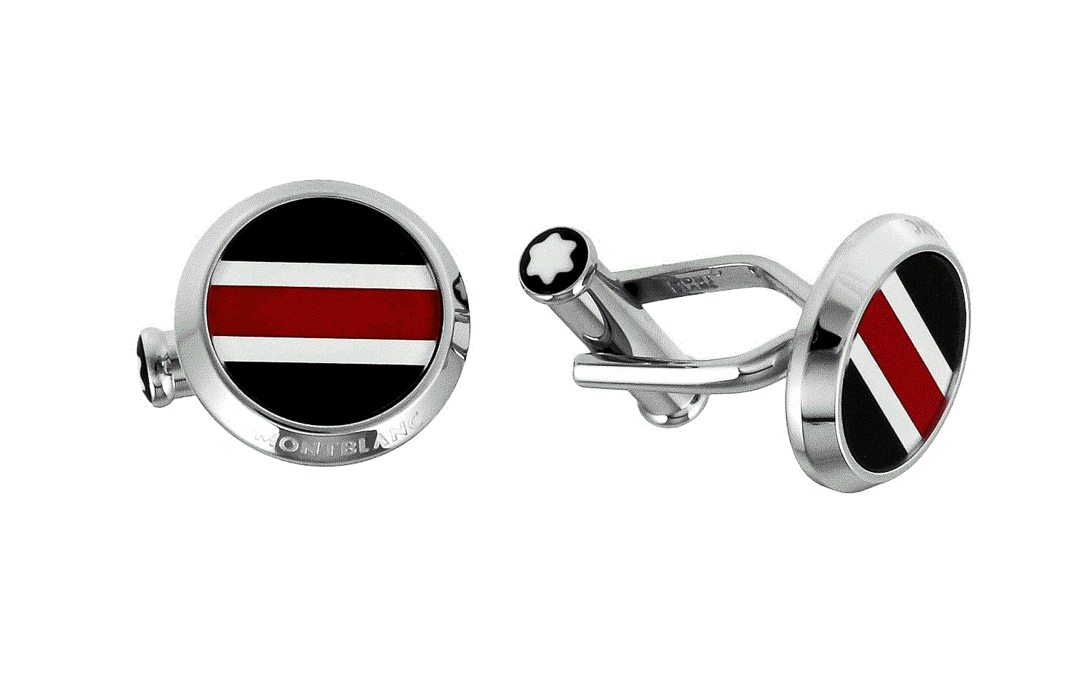 MONTBLANC URBAN SPIRIT RACING STEEL CUFFLINKS RED BLACK LACQUER GERMANY 118596