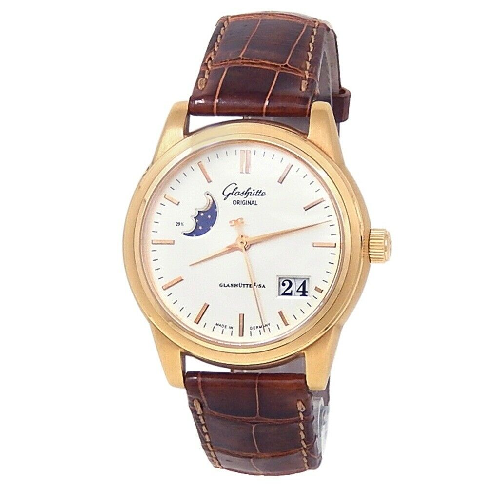 Glashutte Original Senator PanoRama 18k Rose Gold Silver Watch 39-41-03-11-04