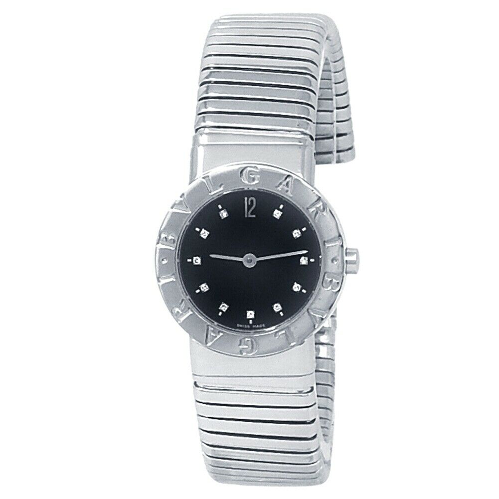 Bvlgari Tubogas Stainless Steel Quartz Black Ladies Watch