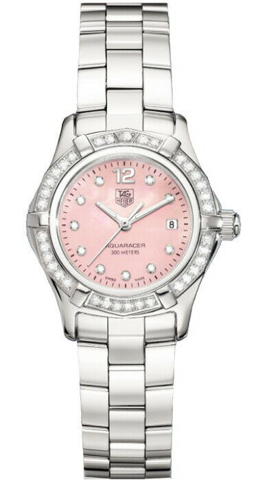TAG HEUER AQUARACER WAF141B.BA0824 DIAMOND PEARL PINK LADIES LUXURY SWISS WATCH
