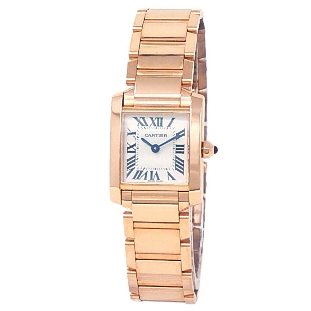 Cartier Tank Francaise 18k Rose Gold Quartz Silver Ladies Watch WGTA0029