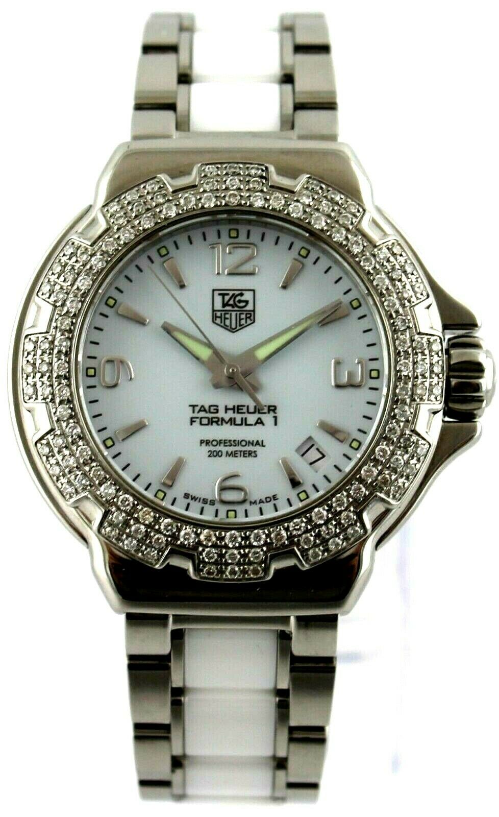 TAG HEUER FORMULA 1 WAC1215.BA0861 DIAMOND LADIES WHITE CERAMIC QUARTZ WATCH