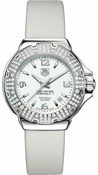 TAG HEUER FORMULA 1 WAC1215.BC0840 DIAMOND LADY WHITE SATIN QUARTZ WATCH