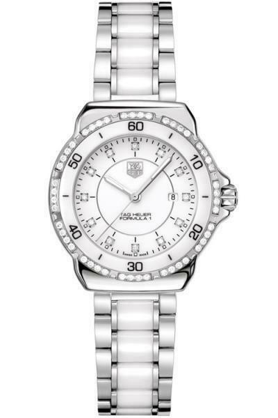 TAG HEUER FORMULA 1 DIAMOND WHITE CERAMIC LADIES LUXURY WATCH