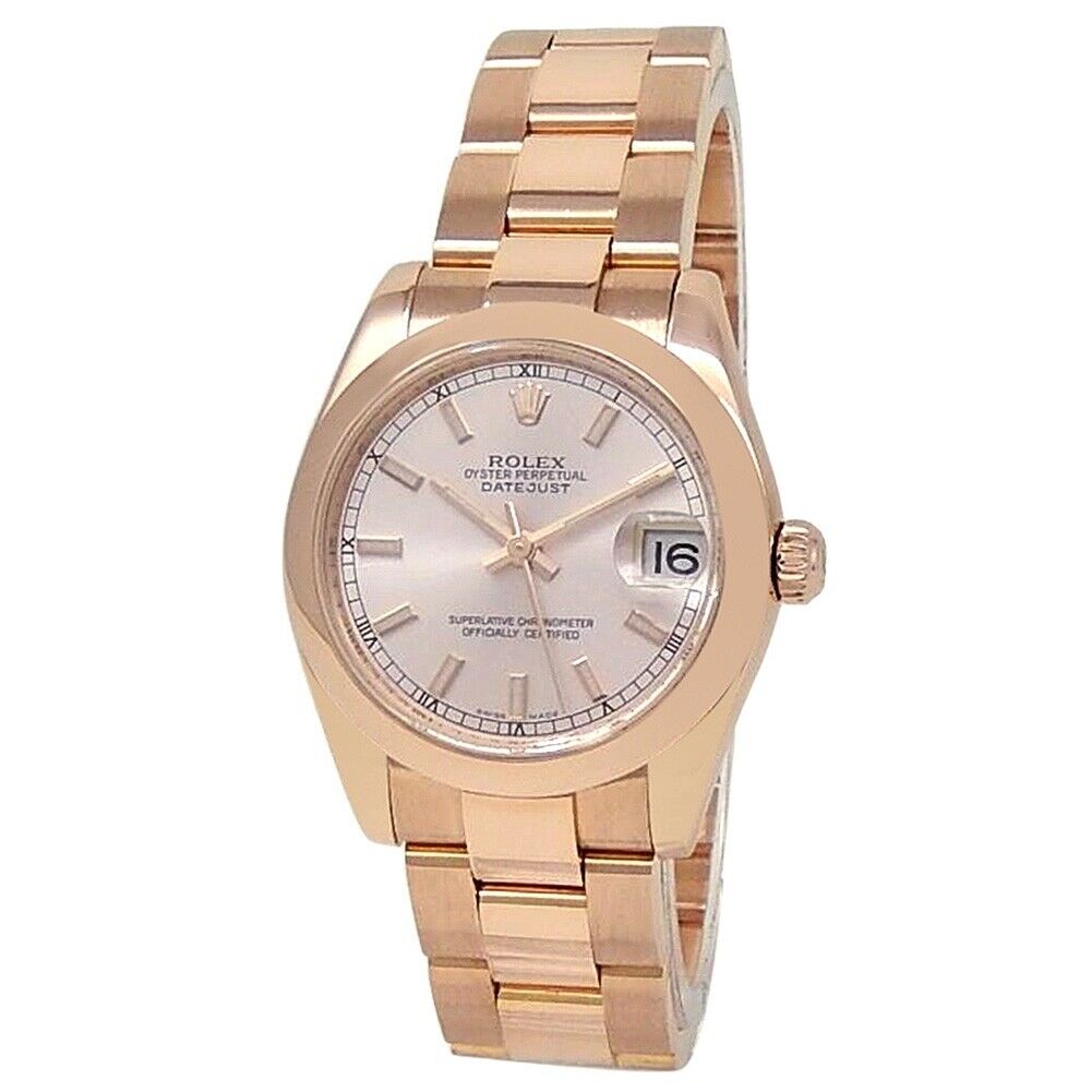 Rolex Datejust 18k Rose Gold Oyster Automatic Champagne Midsize Watch