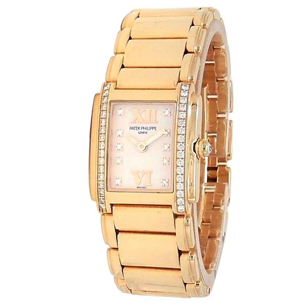 Patek Philippe Twenty-4 18k Rose Gold Quartz White Ladies Watch