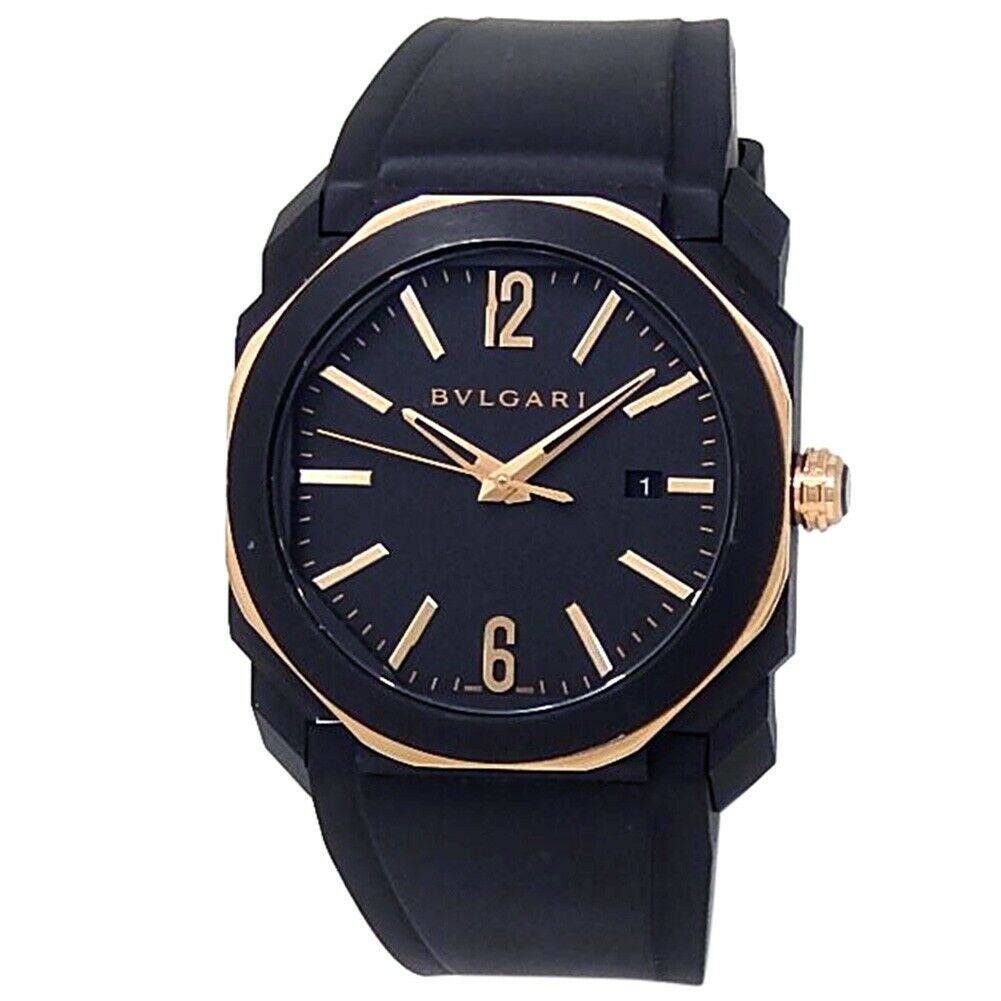 Bvlgari Octo Black DLC Stainless Steel Rubber Auto Anthracite Men's Watch