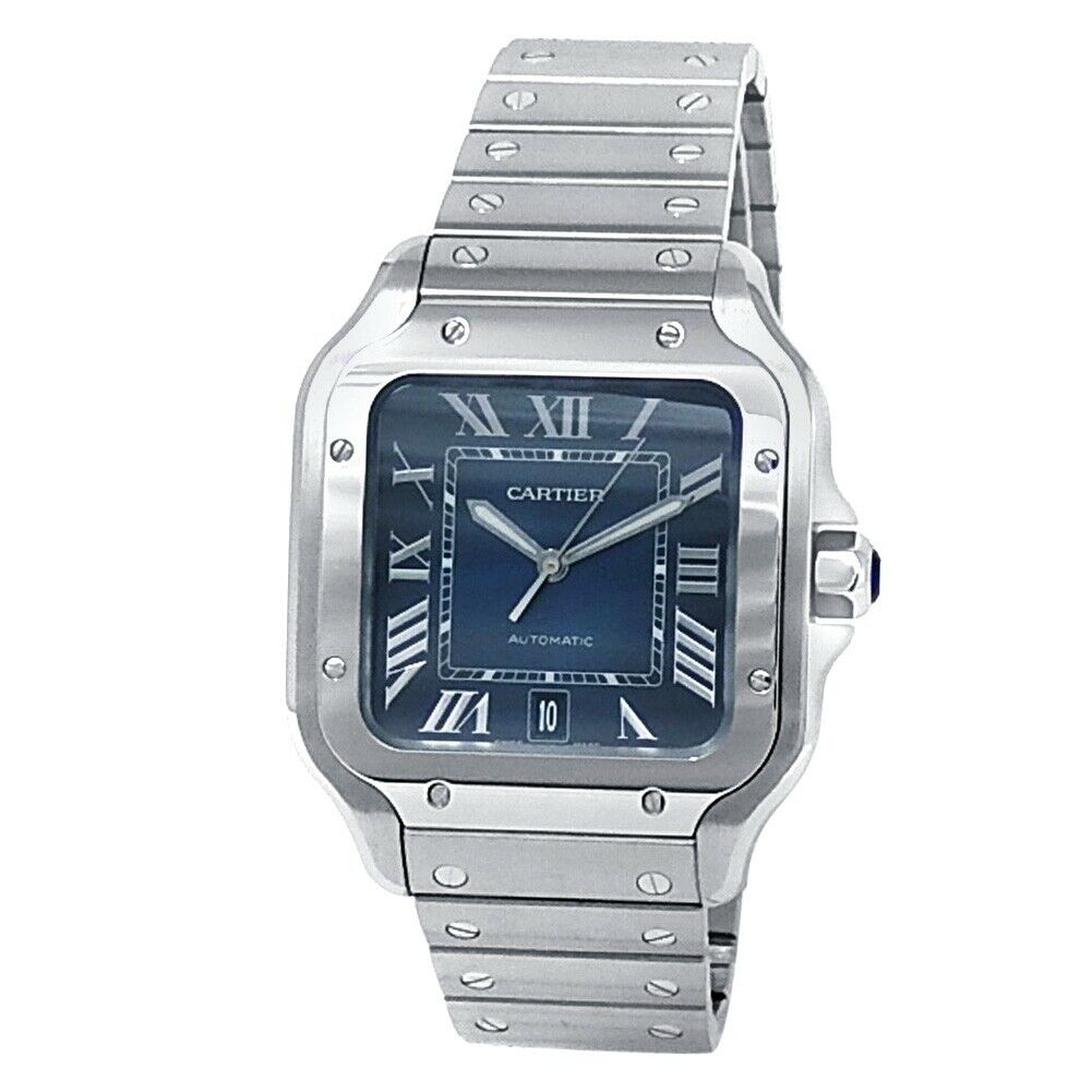 Cartier Santos De Cartier Stainless Steel Automatic Blue Men's Watch