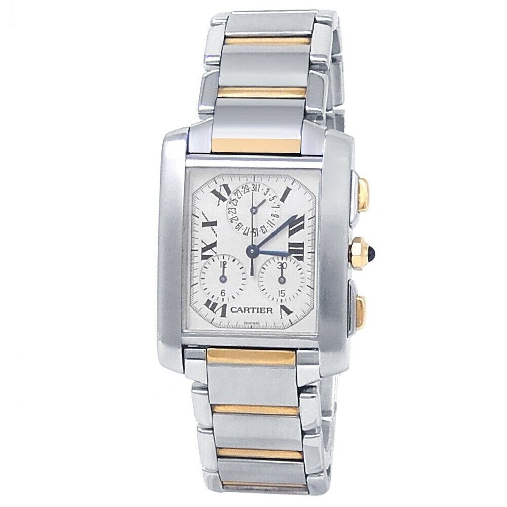 Cartier Tank Francaise Stainless Steel Yellow Gold Quartz Silver Watch