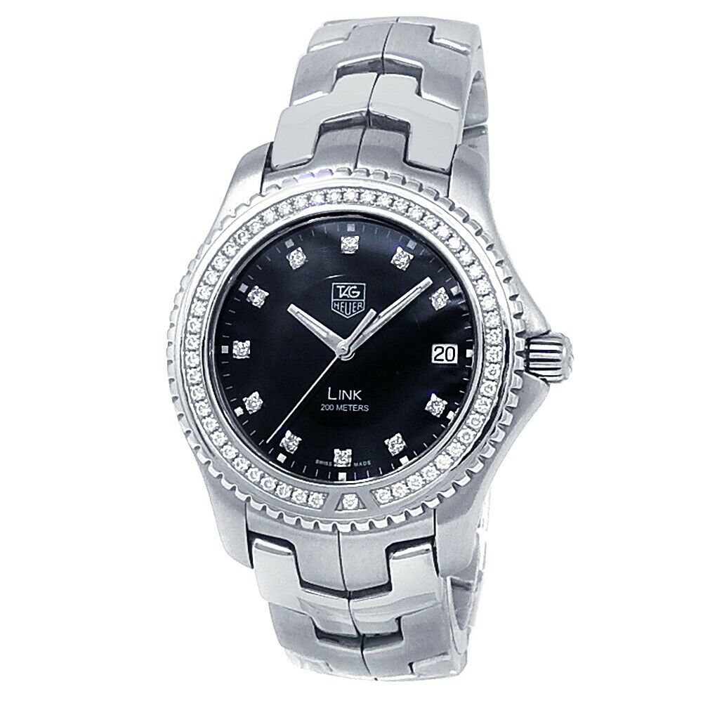 Tag Heuer Link Stainless Steel Quartz Diamonds Black Men's Watch