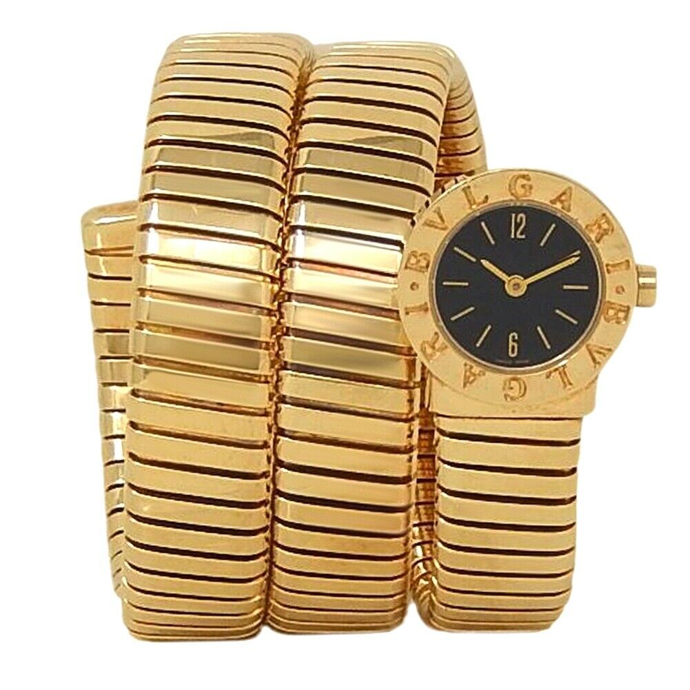 Bvlgari Turbogas Serpenti 18k Yellow Gold Quartz Black Ladies Watch