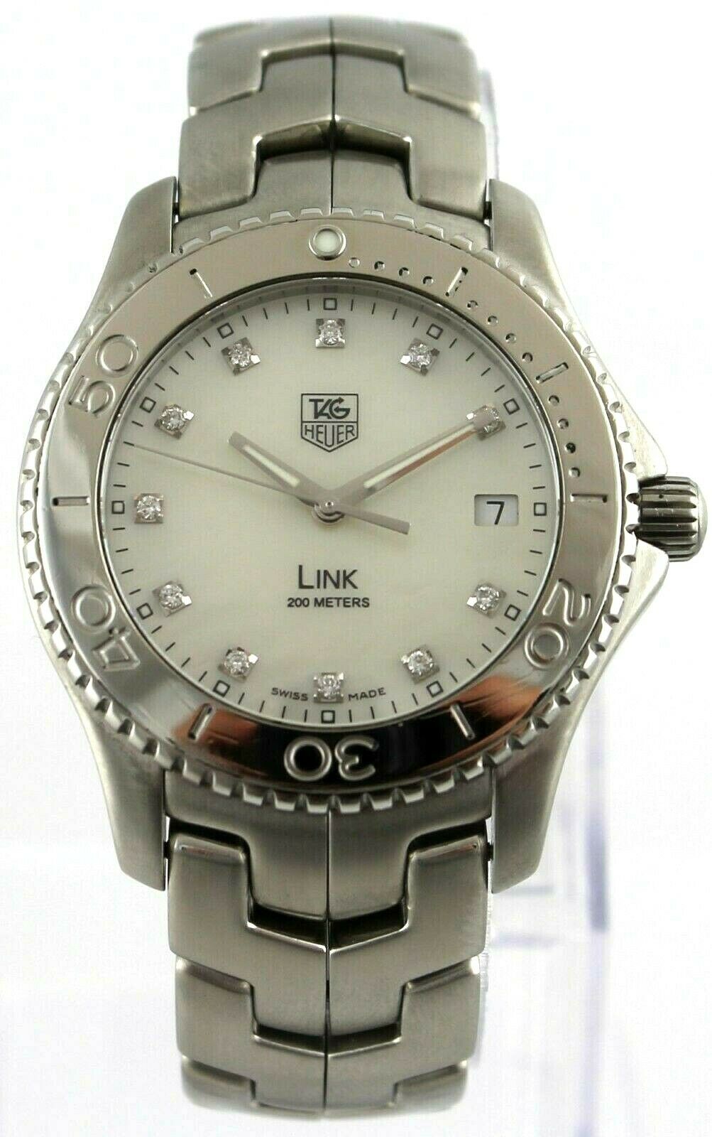 TAG HEUER LINK  .BA0570 MOTHER OF PEARL DIAMOND STEEL LUXURY MENS WATCH