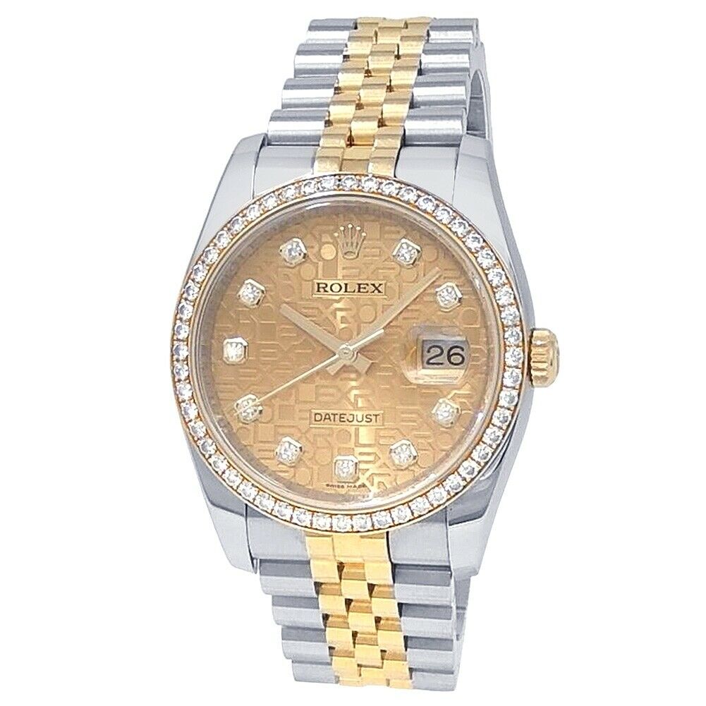 Rolex Datejust 18k Yellow Gold Steel Jubilee Auto Champagne Men's Watch