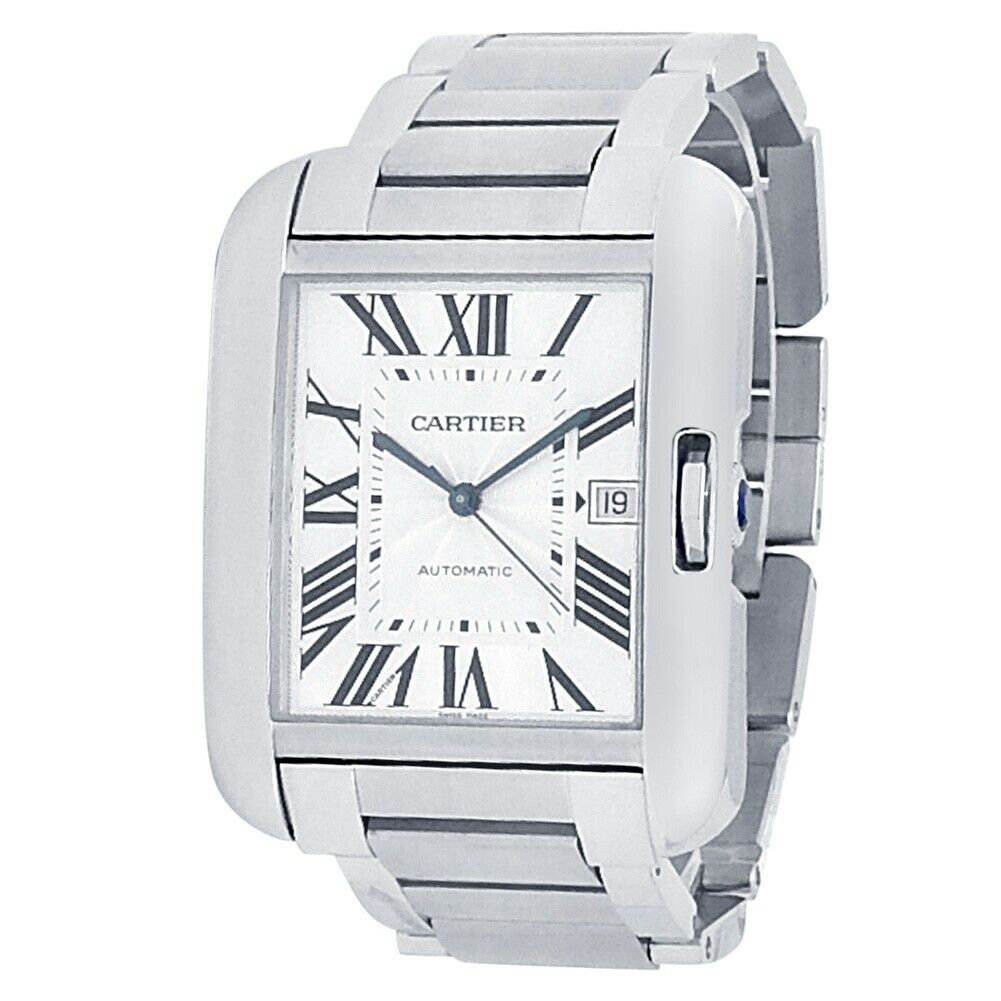 Cartier Tank Anglaise Stainless Steel Automatic Silver Men's Watch
