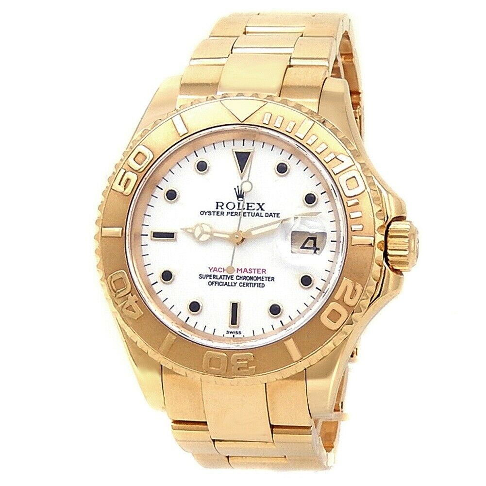 Rolex Yacht-Master 18k Yellow Gold Oyster Automatic White Men's Watch