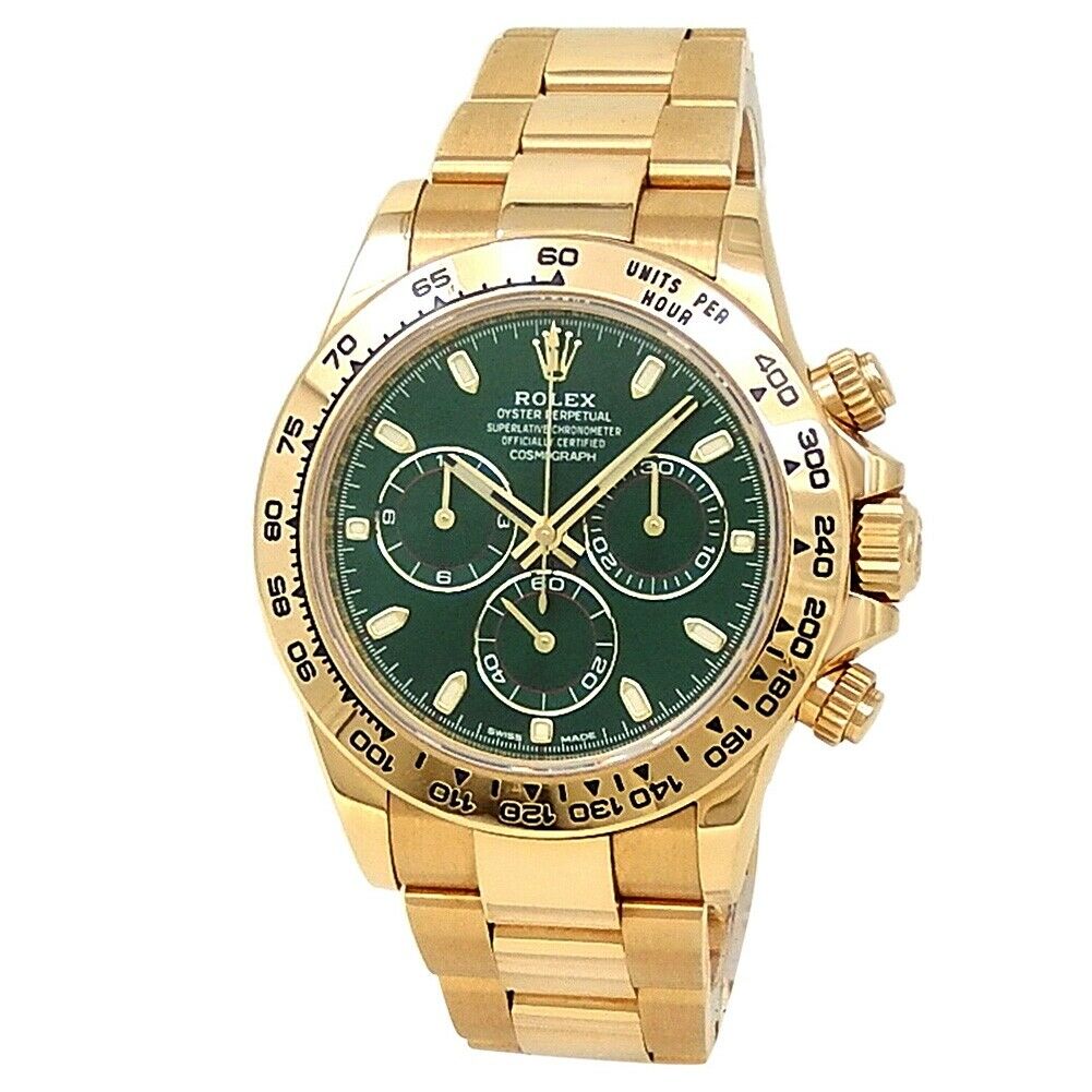 Rolex Daytona 18k Yellow Gold Oyster Automatic Green Men's Watch