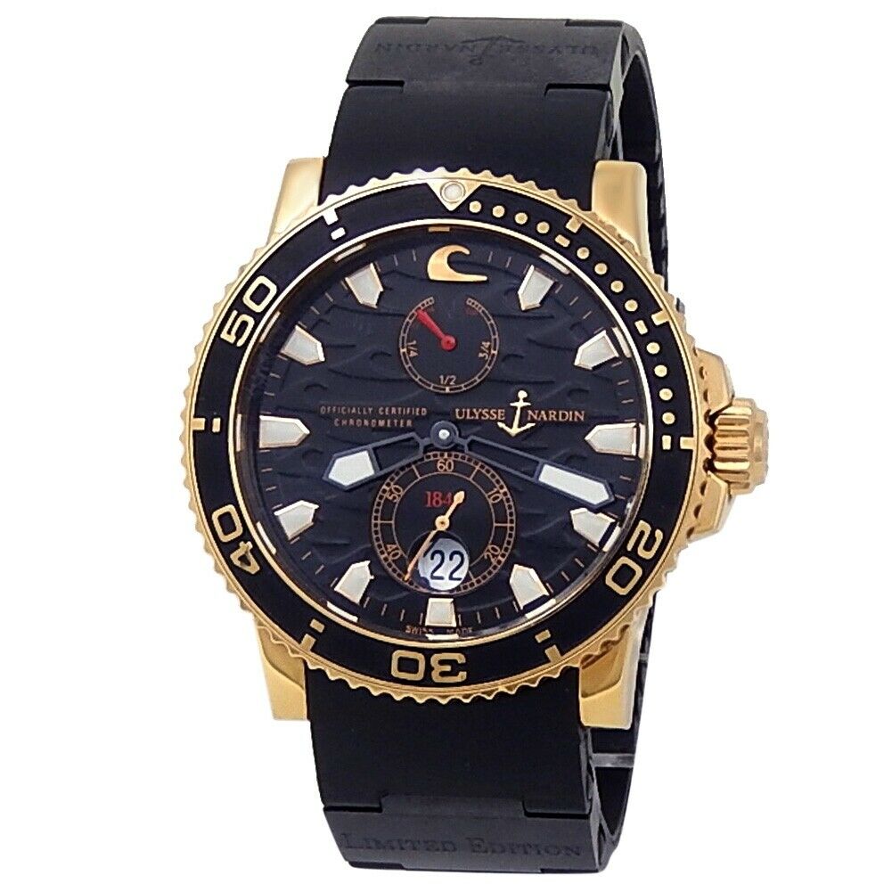 Ulysse Nardin Maxi Marine Diver 18k Rose Gold Black Men's Watch