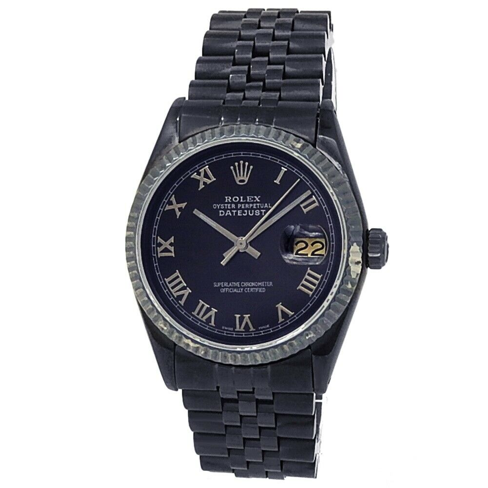 Rolex Datejust Black PVD Stainless Steel Jubilee Auto Black Men's Watch 16013