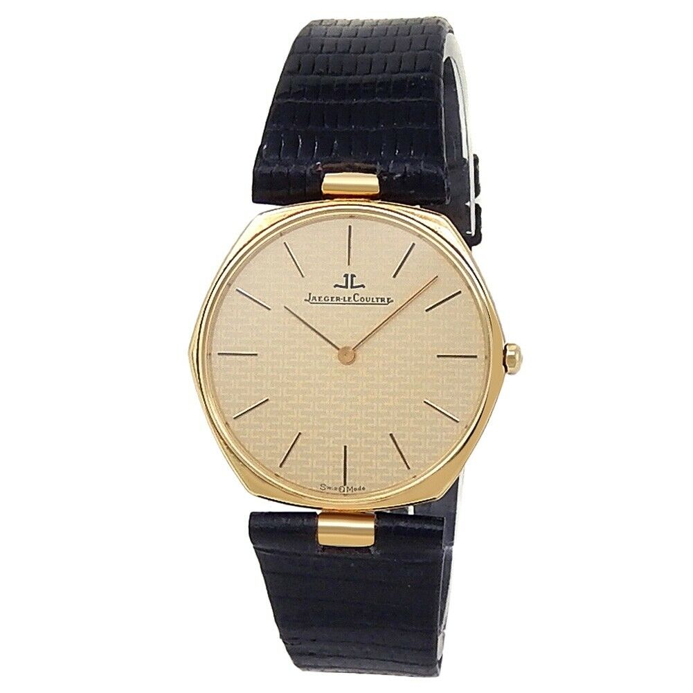 Jaeger-LeCoultre Vintage 18k Yellow Gold Leather Champagne Men's Watch