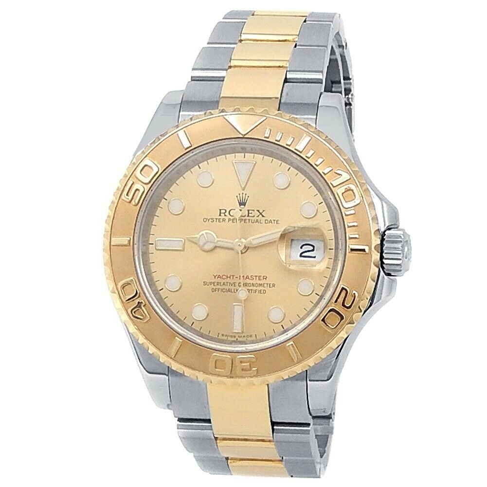 Rolex Yacht-Master 18k Yellow Gold Stainless Steel Champagne Men's Watch