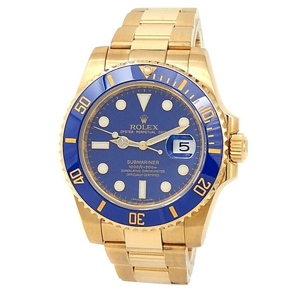 Rolex Submariner 18k Yellow Gold Oyster Automatic Blue Men's Watch