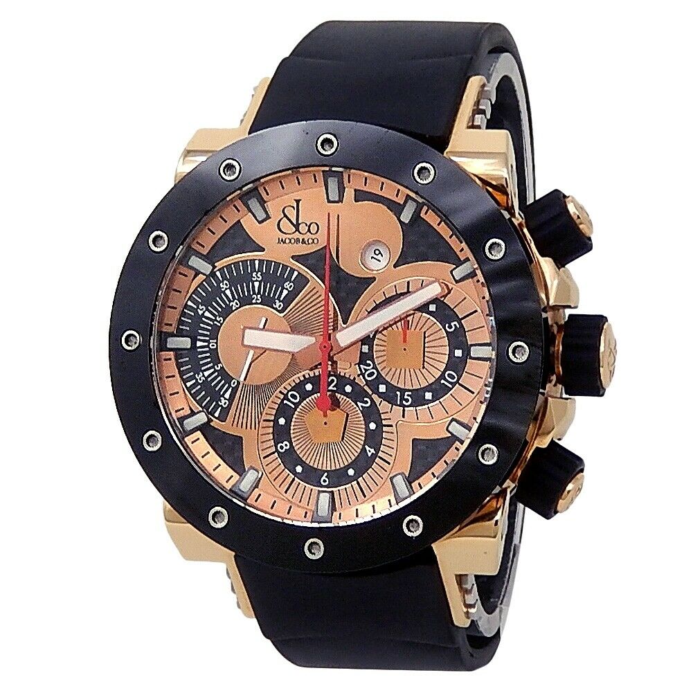 Jacob  Co Epic II 18k Rose Gold Black Rubber Automatic Rose Gold Men's Watch