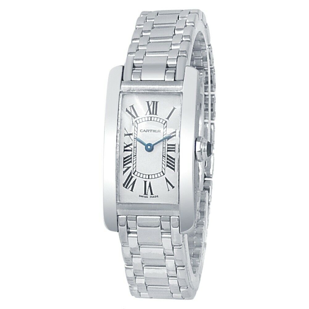 Cartier Tank Americaine 18k White Gold Quartz Silver Ladies Watch