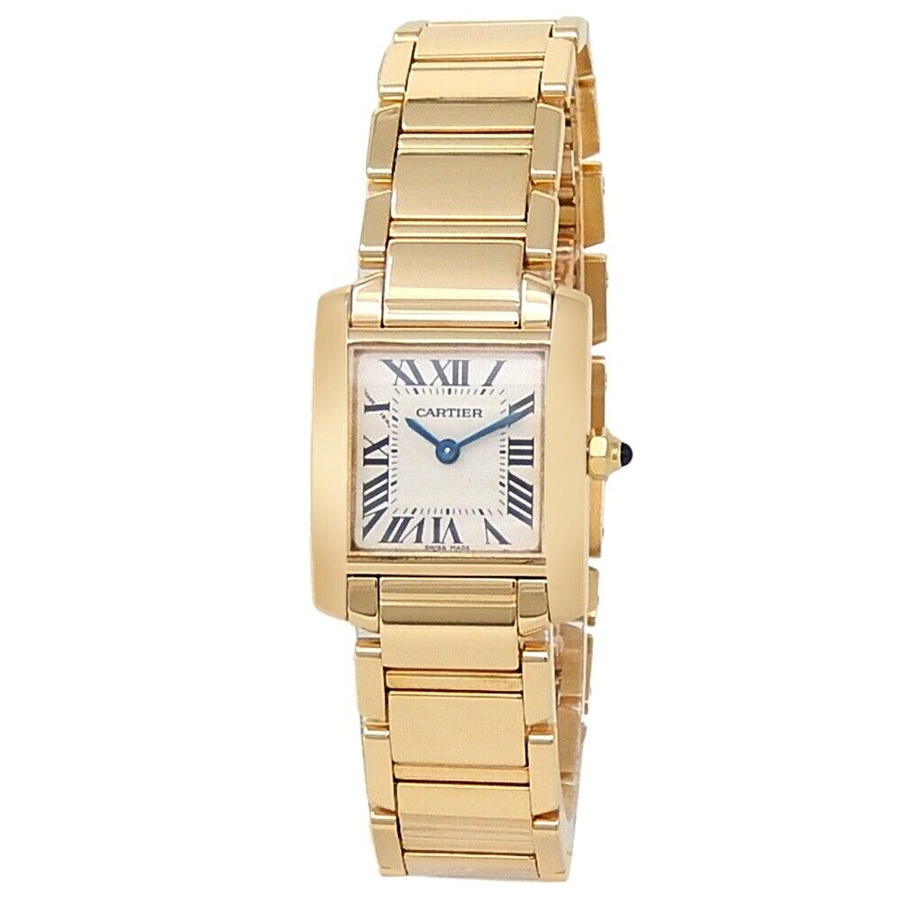 Cartier Tank Francaise 18k Yellow Gold Quartz Silver Ladies Watch
